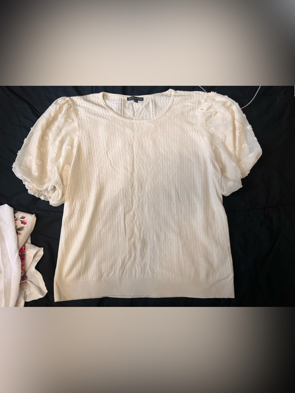 Adrianna Papell Cream Puff-Sleeve Knit Blouse